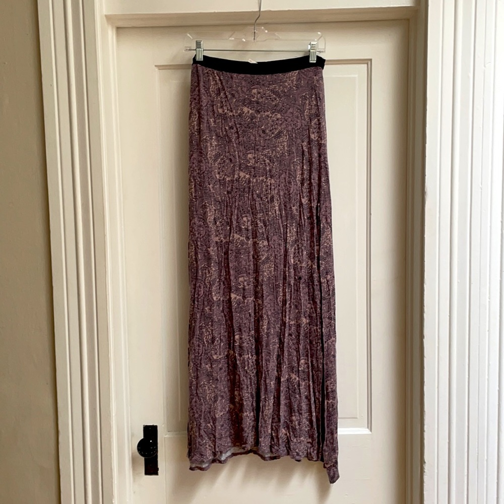 Floor length Bohemian Free People Maxi Skirt with Leg slit